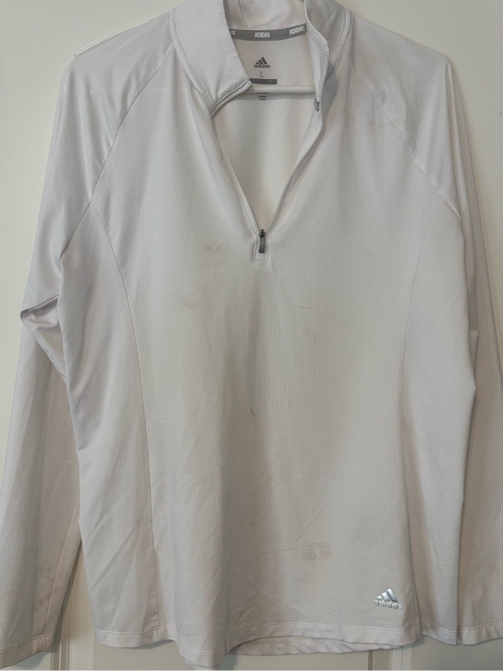 adidas Men’s White Long-Sleeve Quarter-Zip Pullover